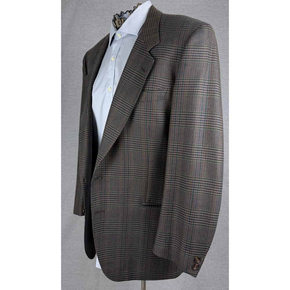 Valentino Uomo Vintage Brown Glen Plaid Wool Blazer Sport Coat Italy 52REG‎